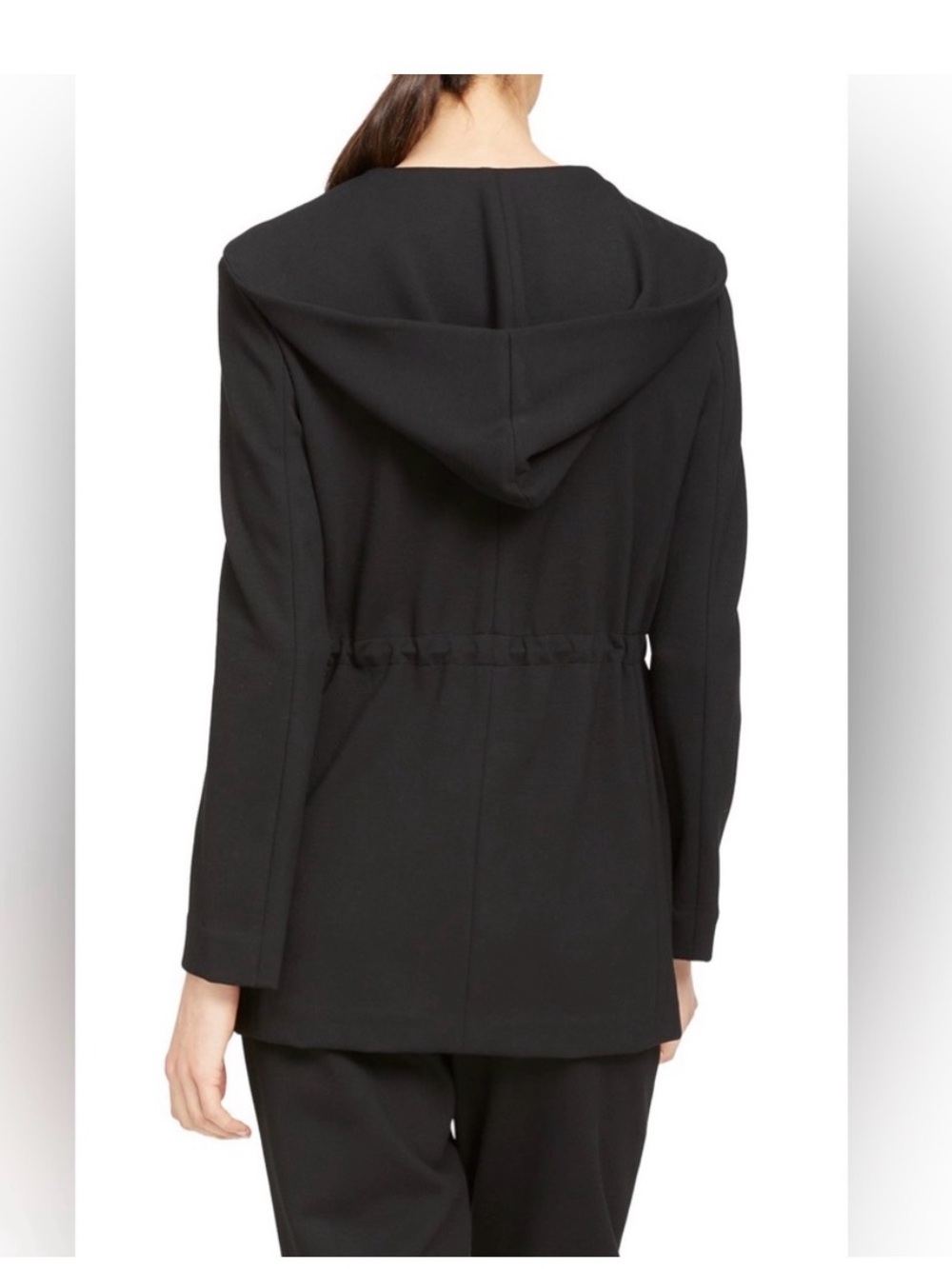 Theory Black Hooded Blazer with Drawstring Waist
